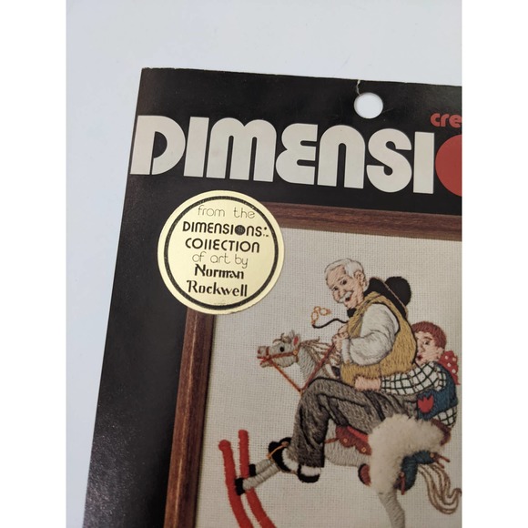 Vintage Norman Rockwell Crewel Embroidery Kit "Grandpa at the Reigns" 5" by 7" - Picture 9 of 9